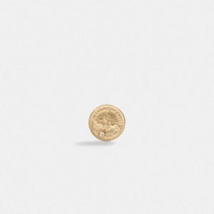 Coach 14 K Gold Coin Single Stud Earring Doradas | COH866109