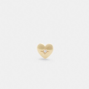 Coach 14 K Gold Heart Single Stud Earring Doradas | COH866105