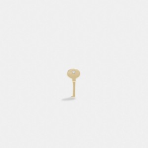 Coach 14 K Gold Key Single Stud Earring Doradas | COH866104