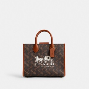 Coach Ace Tote Bag 26 With Horse And Carriage Print Marrones | COH865088