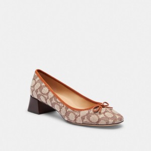 Coach Ava Ballet Pump In Signature Textile Jacquard Marrones | COH865755
