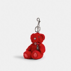 Coach Bear Bag Charm In Signature Shearling Plateadas Rojas Multicolor | COH866472