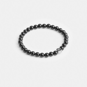 Coach Black Onyx Beaded Bracelet Plateadas Negras | COH867026