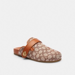 Coach Blake Clog In Signature Textile Jacquard Marrones | COH865807