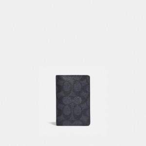 Coach Card Wallet In Signature Canvas Gris Negras | COH866705