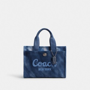 Coach Cargo Tote Bag 26 With Tie Dye Plateadas Azul Marino | COH865106