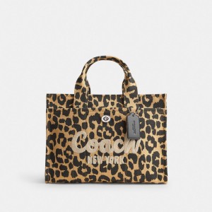 Coach Cargo Tote Bag With Leopard Print Plateadas Leopardo | COH865102