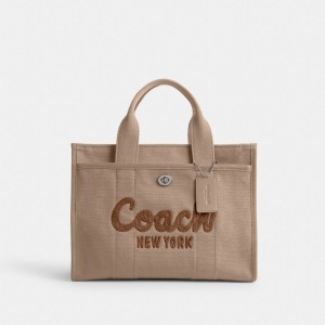 Coach Cargo Tote Plateadas Beige Oscuro | COH865055