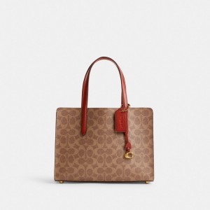 Coach Carter Carryall Bag 28 In Signature Canvas Marrones Rojas | COH865093