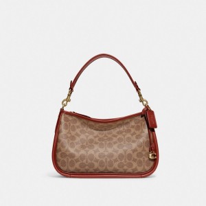 Coach Cary Crossbody Bag In Signature Canvas Marrones Rojas | COH865354