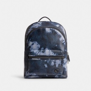 Coach Charter Backpack With Tie Dye Print Azul Marino Multicolor | COH865483