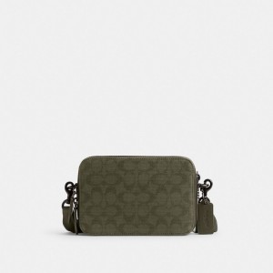 Coach Charter Crossbody 19 In Signature Canvas Jacquard Verde | COH866565