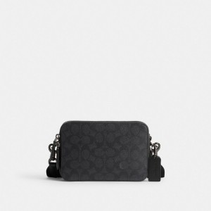 Coach Charter Crossbody 19 In Signature Canvas Gris | COH866601