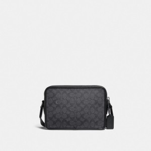 Coach Charter Crossbody Bag 24 In Signature Canvas Negras Cobra Gris | COH865323