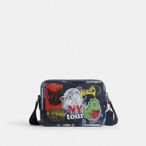 Coach Charter Crossbody Bag 24 With Tie Dye Print Azul Marino Multicolor | COH866619