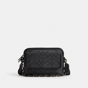 Coach Charter Flap Crossbody 24 In Signature Canvas Gris | COH866612