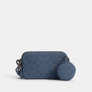 Coach Charter Slim Crossbody In Signature Canvas Jacquard Azul Marino | COH866566