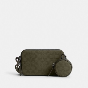 Coach Charter Slim Crossbody In Signature Canvas Jacquard Verde | COH866604
