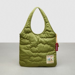 Coach Coachtopia Loop Flat Tote With Cloud Quilting Verde Oliva Verde | COH866644