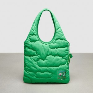 Coach Coachtopia Loop Flat Tote With Cloud Quilting Verde | COH865005