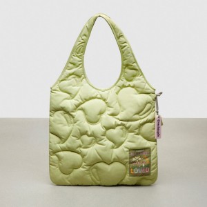 Coach Coachtopia Loop Quilted Heart Flat Tote Verde Claro | COH865064