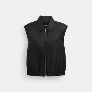 Coach Cropped Vest In Recycled Nylon Negras | COH865922