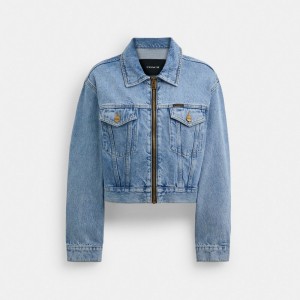 Coach Denim Crop Jacket In Organic Cotton Azules | COH865942