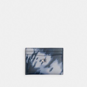 Coach Essential Card Case With Tie Dye Print Plateadas Azul Marino | COH865575