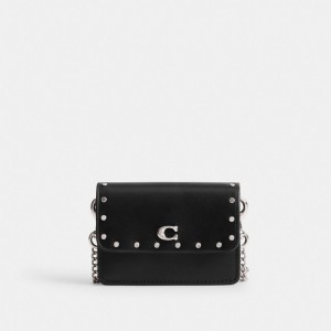 Coach Essential Half Flap Card Case With Rivets Plateadas Negras | COH865574