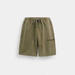 Coach Garment Dye Pull On Shorts Verde Oliva | COH866953