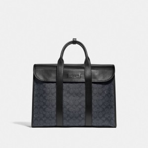 Coach Gotham Portfolio Bag In Signature Canvas Negras Cobra Gris Negras | COH866533