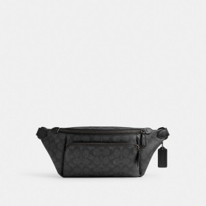 Coach League Belt Bag In Signature Canvas Gris | COH866575