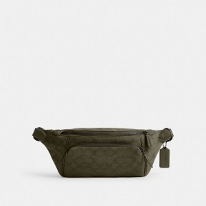 Coach League Belt Bag In Signature Canvas Jacquard Verde | COH866576