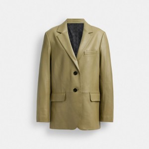 Coach Leather Blazer Verde | COH865914
