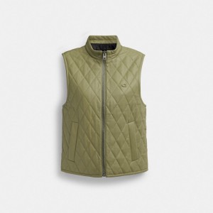 Coach Leather Quilted Vest Verde | COH865934