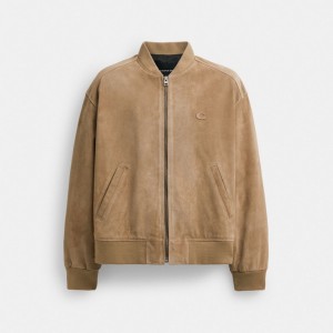 Coach Lightweight Suede Jacket Beige | COH866870