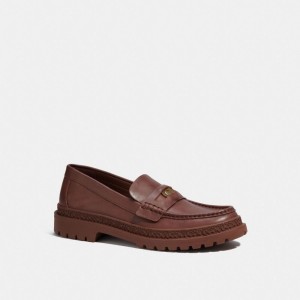 Coach Loafer With Signature Coin Marrones | COH866828