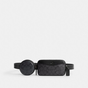 Coach Multi Pouch Belt Bag In Signature Canvas Gris | COH866682