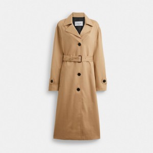Coach Oversized Trench Coat Kaki | COH865917