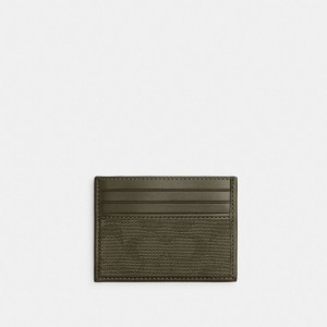 Coach Refined Card Case In Signature Canvas Jacquard Verde | COH866749
