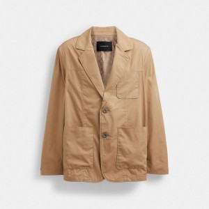 Coach Regenerative Cotton Casual Lightweight Blazer Kaki | COH866867