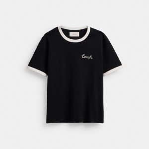 Coach Ringer T Shirt Negras | COH865949