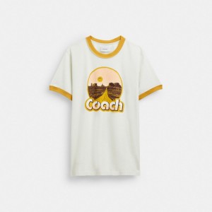 Coach Roadside Ringer T Shirt Blancas | COH866908