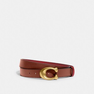 Coach Sculpted C Buckle Cut To Size Reversible Belt, 32 Mm Rojas | COH866313
