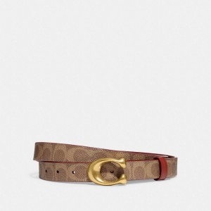 Coach Sculpted C Buckle Cut To Size Reversible Belt, 25 Mm Marrones Rojas | COH866321