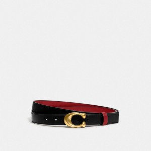Coach Sculpted C Buckle Cut To Size Reversible Belt, 25 Mm Negras Rojas | COH866322