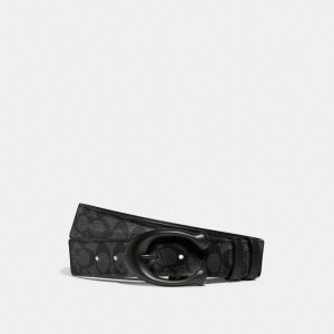 Coach Sculpted C Buckle Cut To Size Reversible Belt, 40 Mm Negras Gris | COH867002