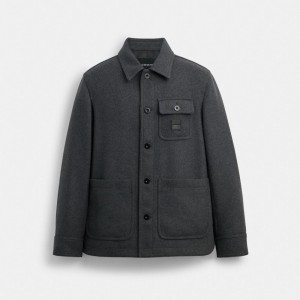 Coach Shirt Jacket Gris | COH866861