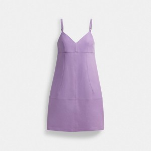 Coach Short Leather Dress Moradas | COH866061