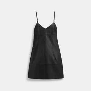 Coach Short Leather Dress Negras | COH866053